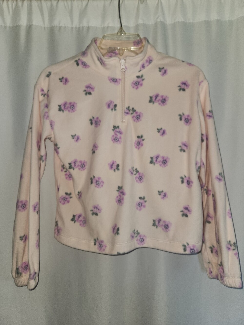 Children' Place Pink Floral Half-Zip Fleece Pullover NWT #cozy #warm #thick